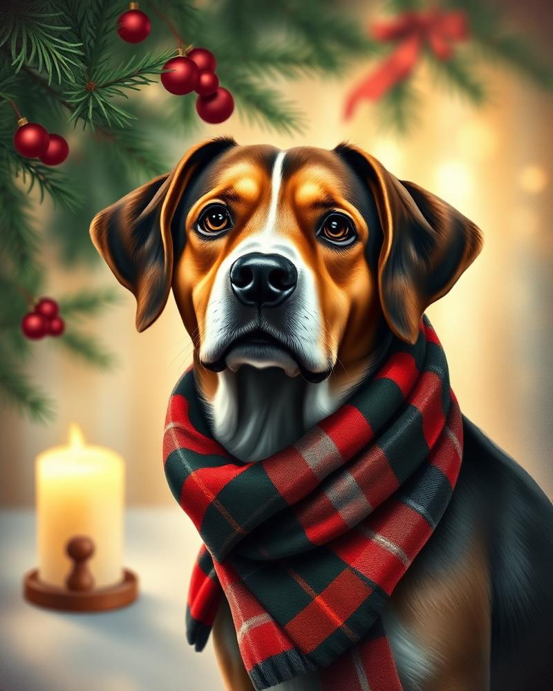 Christmas style pet portrait