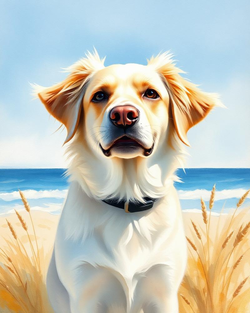 Seaside style pet portrait